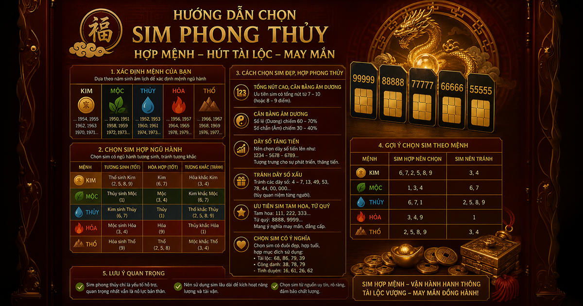 Hướng dẫn chọn sim phong thủy hợp mệnh